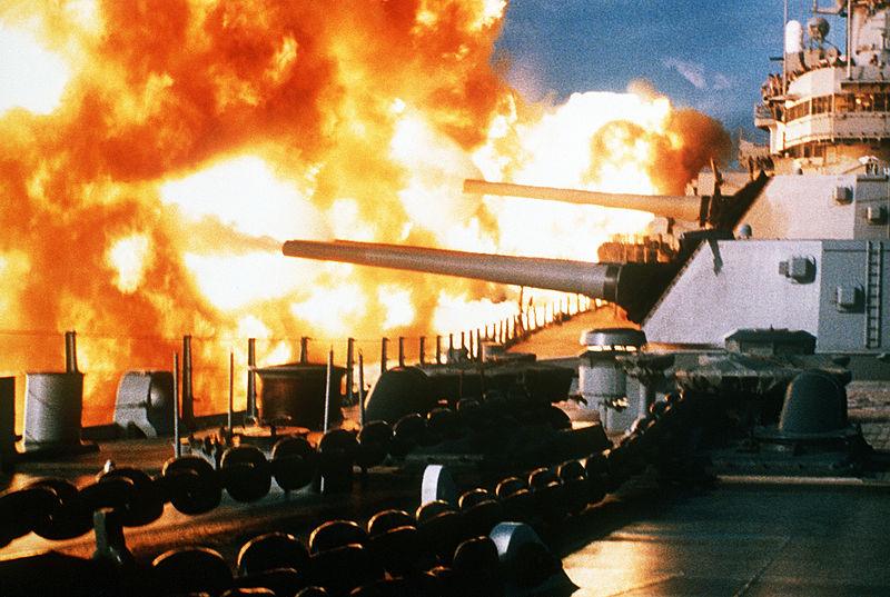 USS New Jersey firing in Beirut, 1984