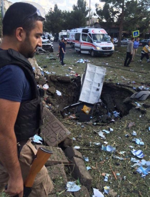 Bomb Crater after Attack Targets Turkish Police Amid Gov-PKK Tensions; Diyarbakır, Turkey, May 2016