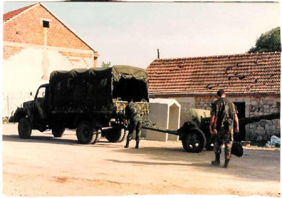 Captured Serb cannon and truck in Siritovci
