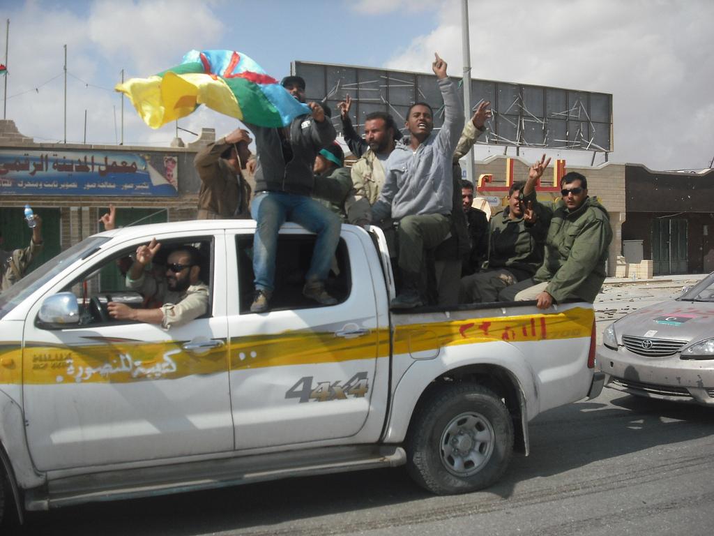 Celebrating Kadhafi's death, Libya, October 2011