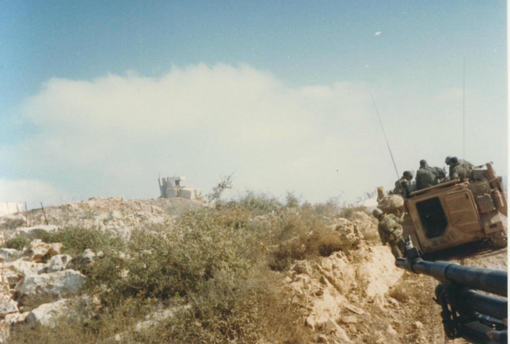 Israeli APCs approaching a SLA outpost in South Lebanon, 1987