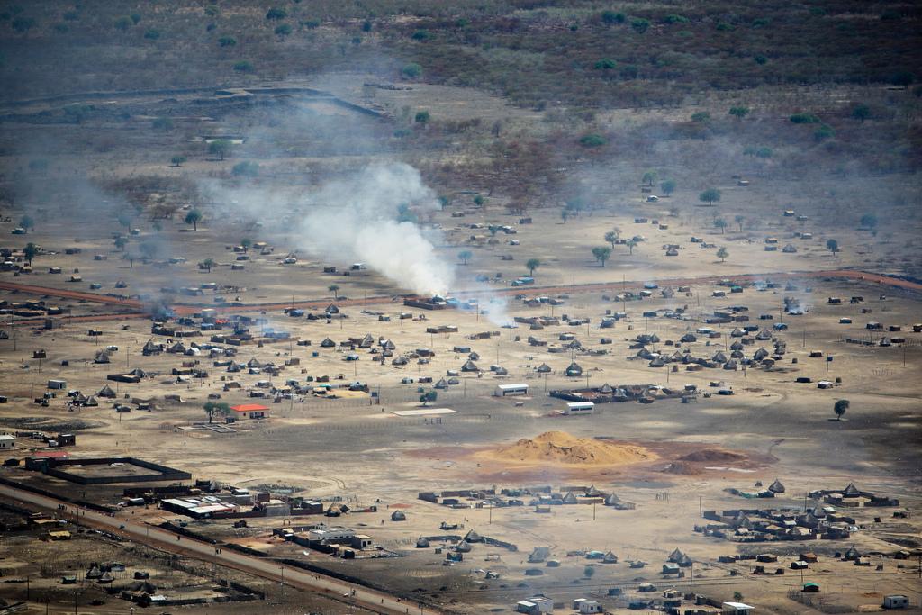 Smoke Trails from Burning Home; Abyei, Sudan, May 2011