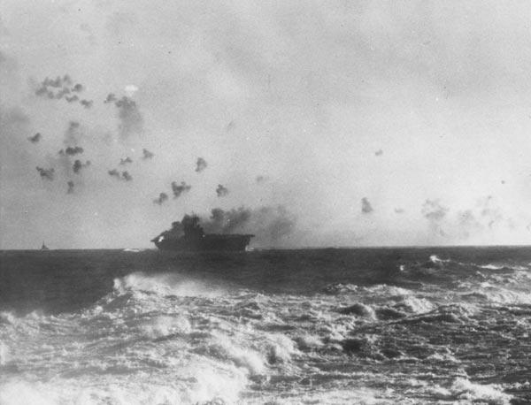 USS Enterprise Under Aerial Attack Off Guadalcanal, Solomon Islands, August 1942