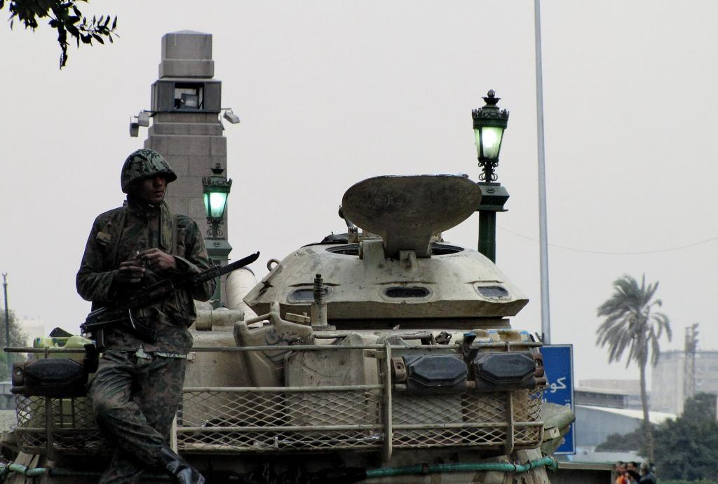 Soldier & Tank in Tahrir, Cairo, 2011