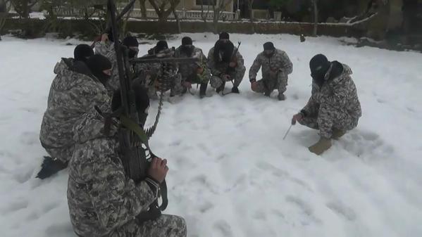 Free Syrian Army 1st Brigade Fighters Winter Training, Damascus , Jan 2015
