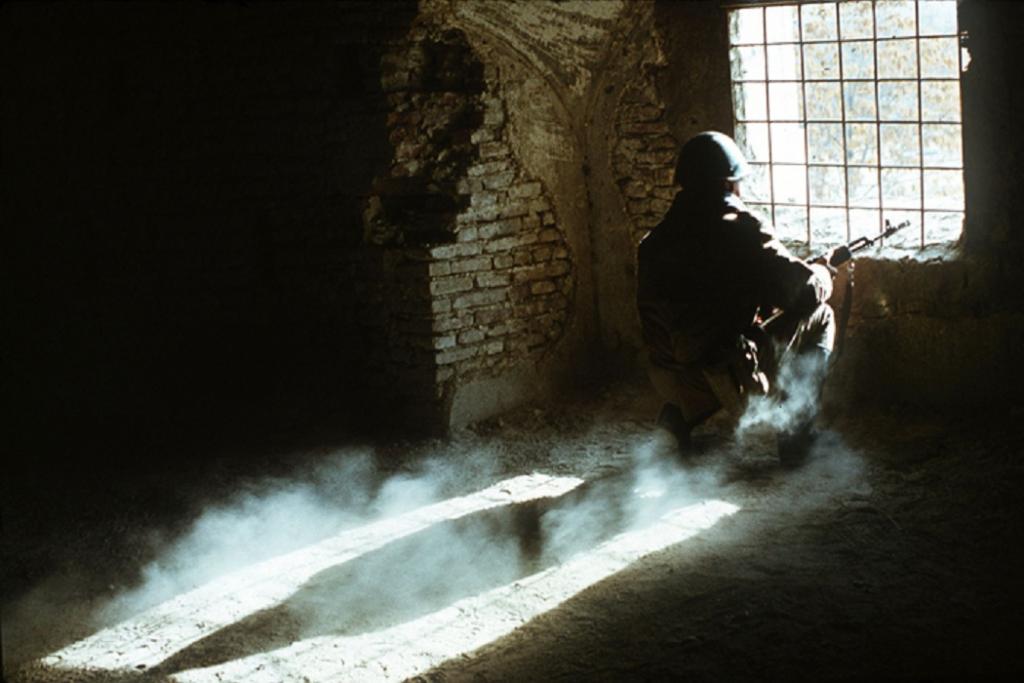 Soviet Trooper in Cover, Afghanistan, 1988