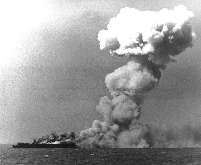 USS Princeton After Being Hit By Japanese Bomb, Battle of Leyte Gulf, Philippines, October 1944