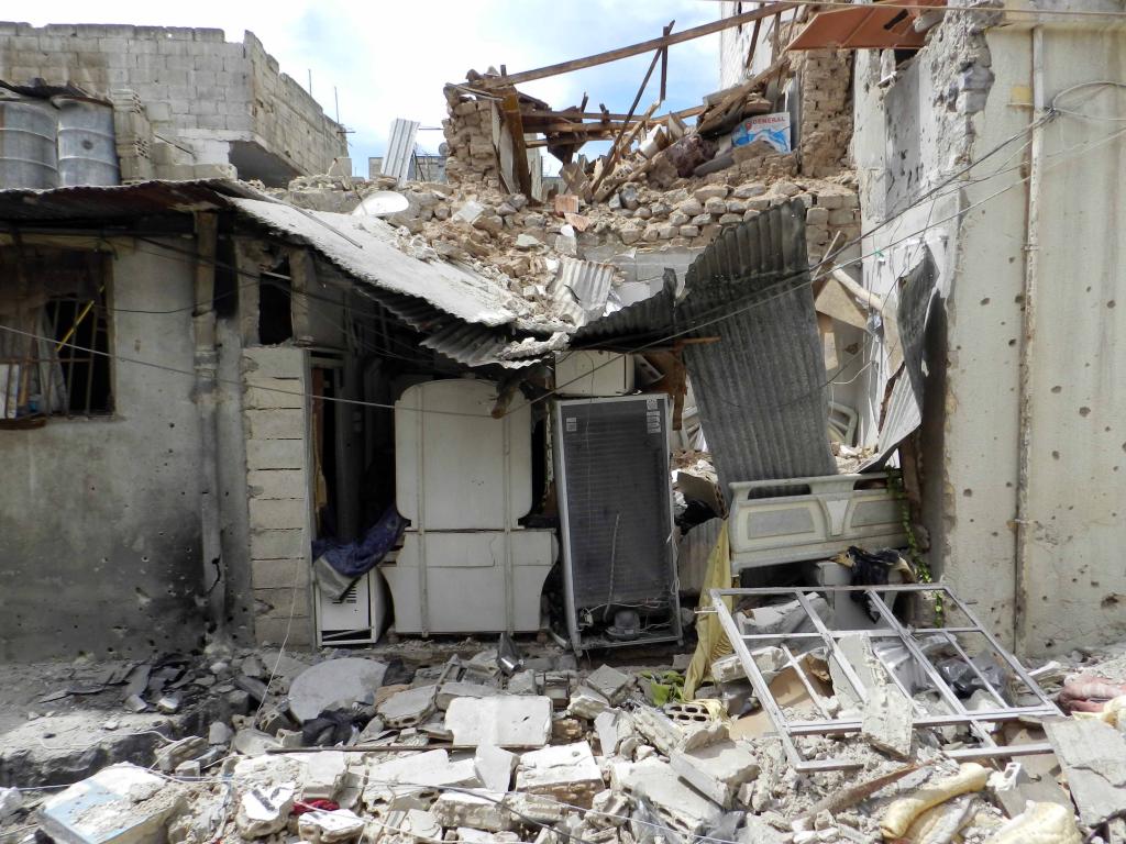 Destruction in Bab Dreeb, Homs Syria, April 2012