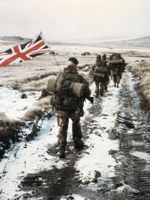 Marching towards Port Stanley, Falklands, May 1982