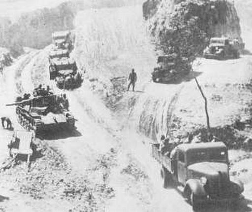 Japanese Trucks Moving Towards Luoyang, Operation Ichi-Go, China, 1944