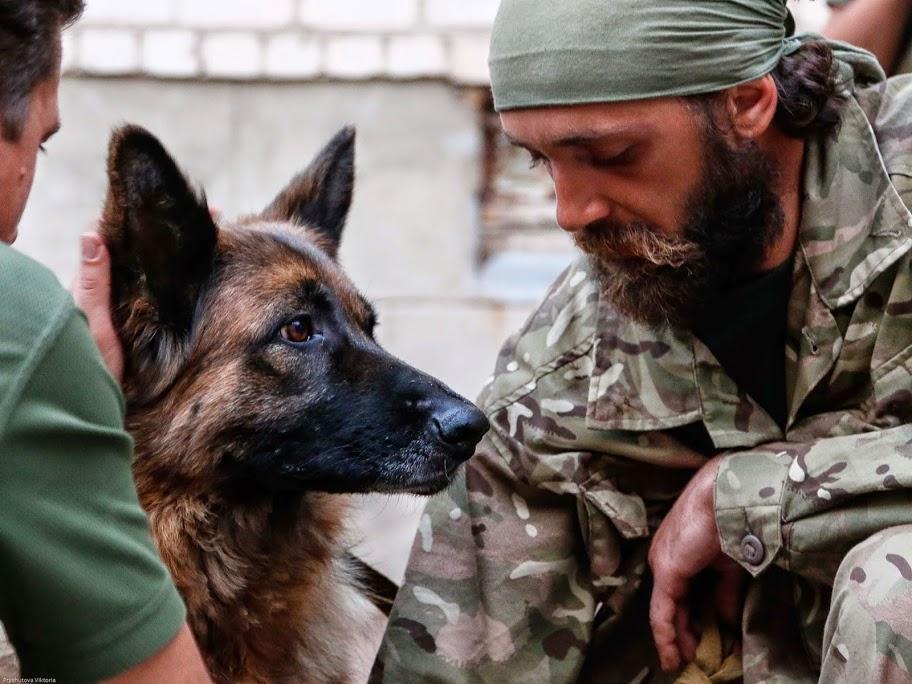 A Ukrainian Paramilitary and Canine Support, Donbass, July 2014
