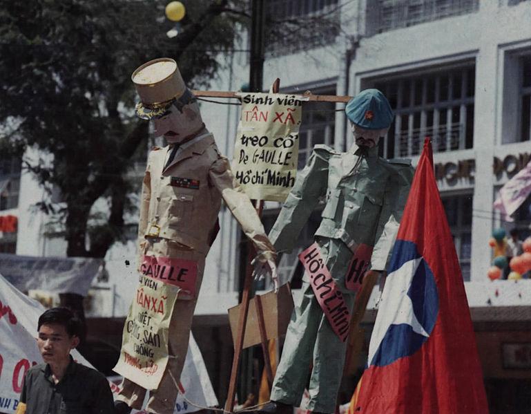 Effigies of Charles de Gaulle and Ho Chi Minh, Saigon, South Vietnam, July, 1964