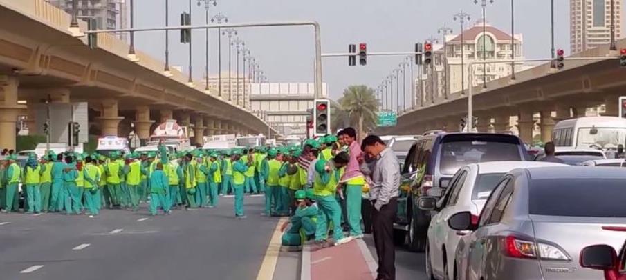 Protest by South Asian Labourers in Dubai, United Arab Emirates, March 2015