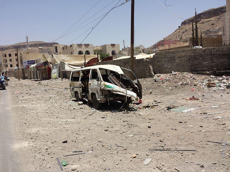 Devastation Caused by Saudi-led Airstrikes on Faj Attan Neighborhood of Sana'a Yemen; April 2015