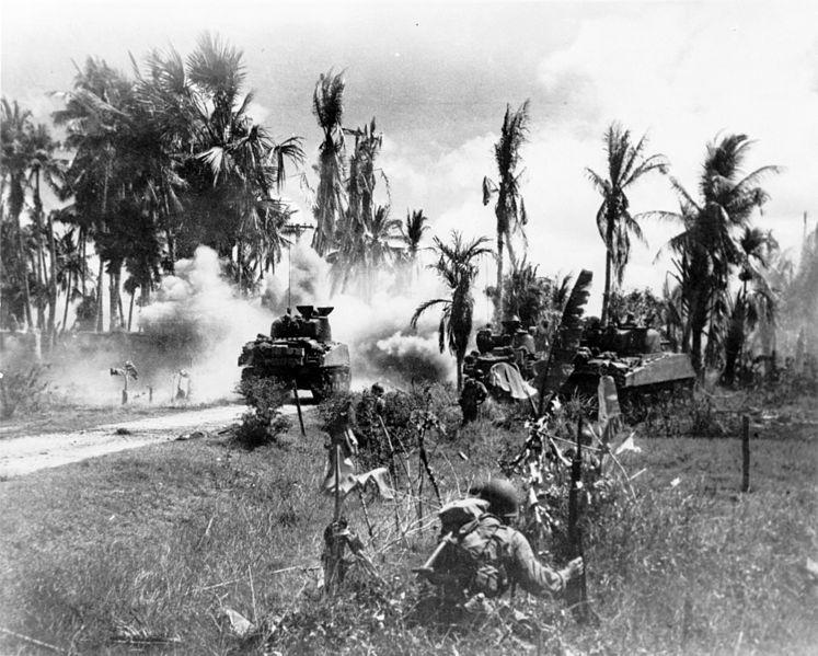 US Troops Support Armored Advance, Panay, Philippines, March 1945