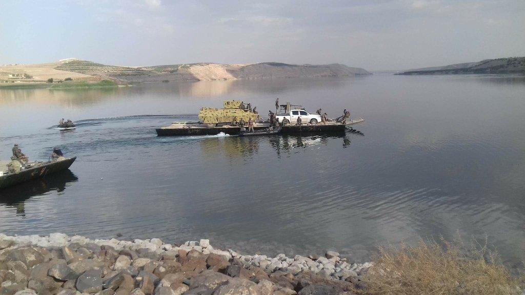 YPG Fighters Cross Euphrates River; Aleppo Governante, Syria, June 2016
