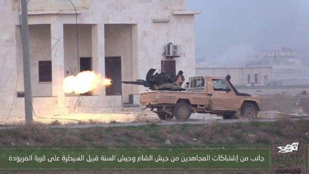 Gun Mounted Technical of 'Jaish Al Sham' in Maryuda Village; Aleppo, Syria, Nov 2015