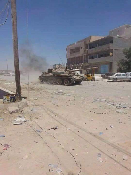 Libyan National Army Tank in Battle with ISIS; Adjabiya, Libya, August 2015