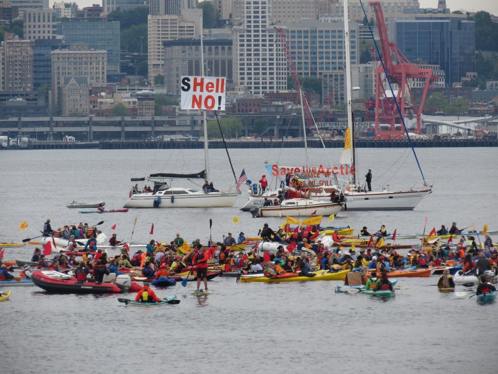 Activist protest Shell Oil Rig, Seattle-Washington, May 2015