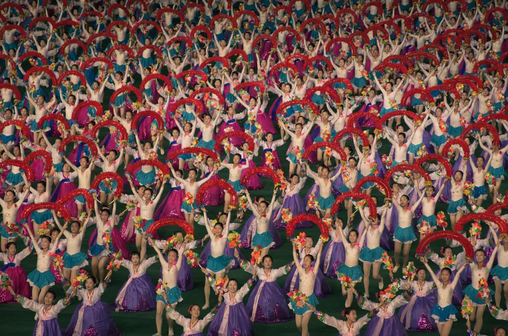 Women perform at the Arirang Mass Games in Pyongyang, North Korea, September, 2011