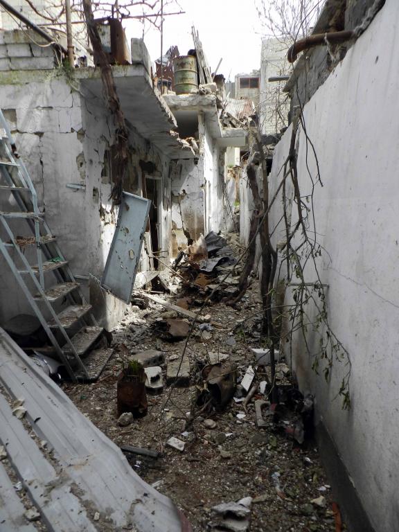 Destruction in Bab Dreeb, Homs Syria, April 2012