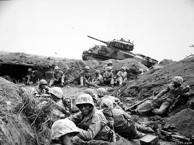 US Marines at Iwo Jima, Japan, 1945