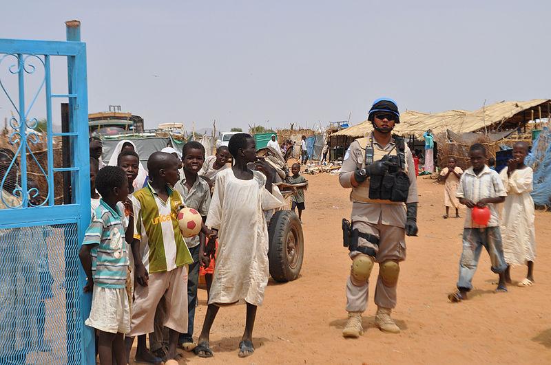 UN Peacekeeper at Abu Shouk Refugee Camp in Darfur, Sudan; Sept. 2009