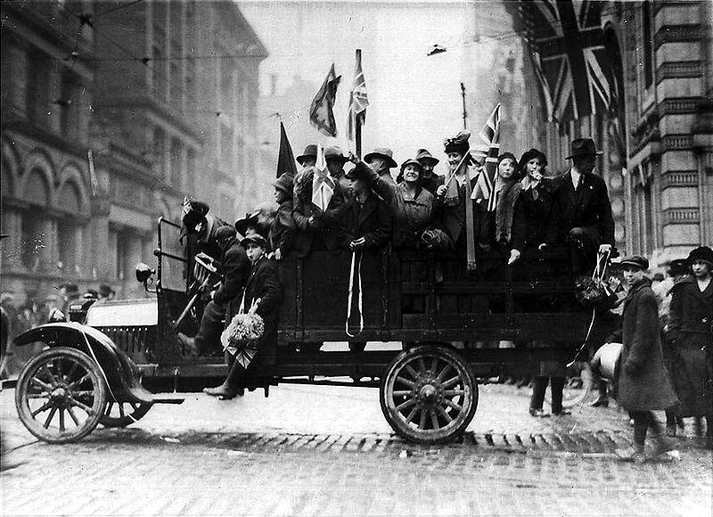 Citizens of Toronto Celebrate the End of World War I, November, 1918