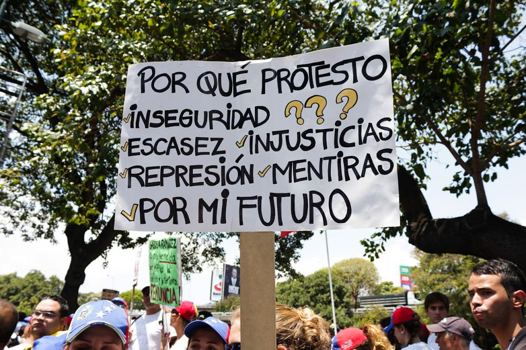 Sign Bearing Anti-Maduro Protester; Caracas, Venezuala, March 2014