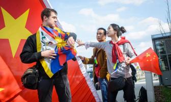 Pro-Tibetan Activist Protest Xi Jinping's Arrival; Prague , Czech Republic, March 2016