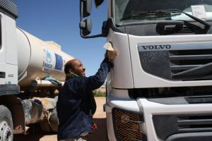 Mechanical wokshops ensure trucks deliver water and non-food items.