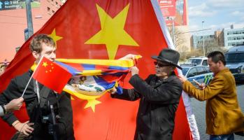 Pro-Tibetan Activist Protest Xi Jinping's Arrival; Prague , Czech Republic, March 2016