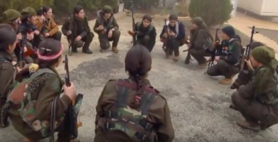 Scenes of Kurdish Women who Have Taken Up Arms Against ISIS; Kurdish Iraq and Syria, 2014-2015