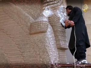 Islamic State Propaganda on Destruction of Cultural Artifacts, Mosul Iraq, Feb 2015